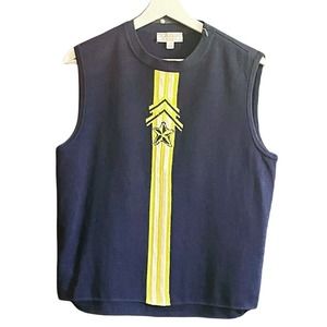 St. John Sport By Marie Gray Women's Wool Blend Navy Blue Knit Tank Top Large